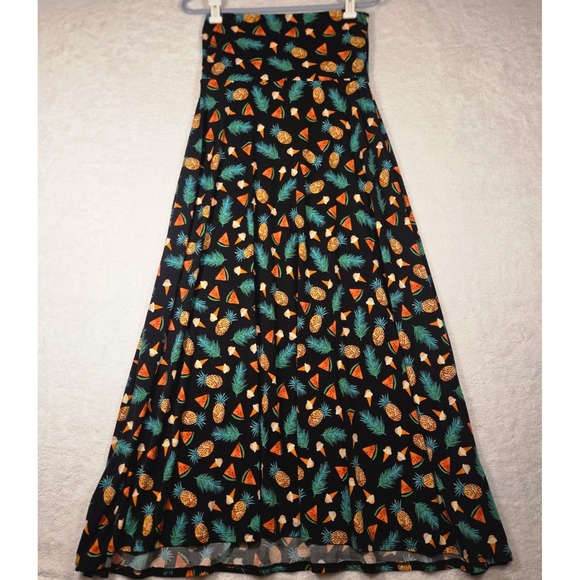 LuLaRoe Dresses & Skirts - LuLaRoe Maxi Skirt Pineapple Watermelon Ice Cream Print Black XS